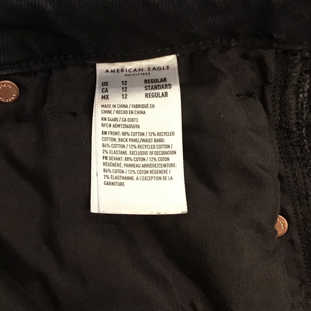 American Eagle 12 Mom Jeans Womens High Rise Distressed Faded Black Strigid 2024 - Picture 11 of 13